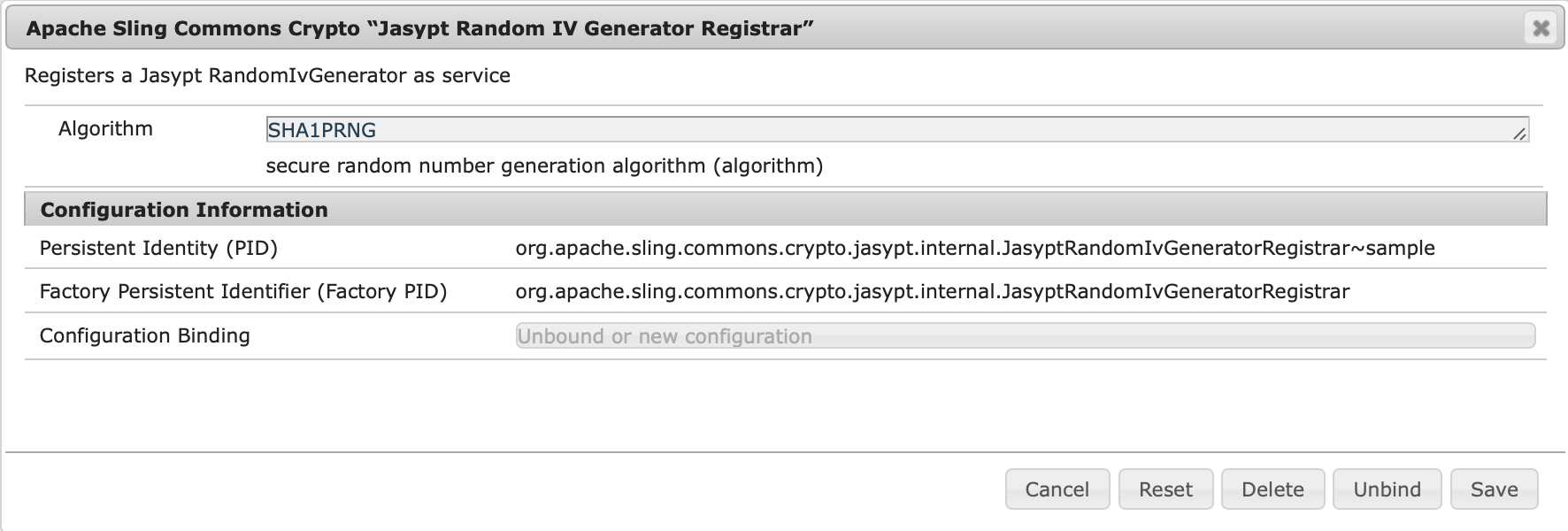 JasyptRandomIvGeneratorRegistrar Sample Configuration